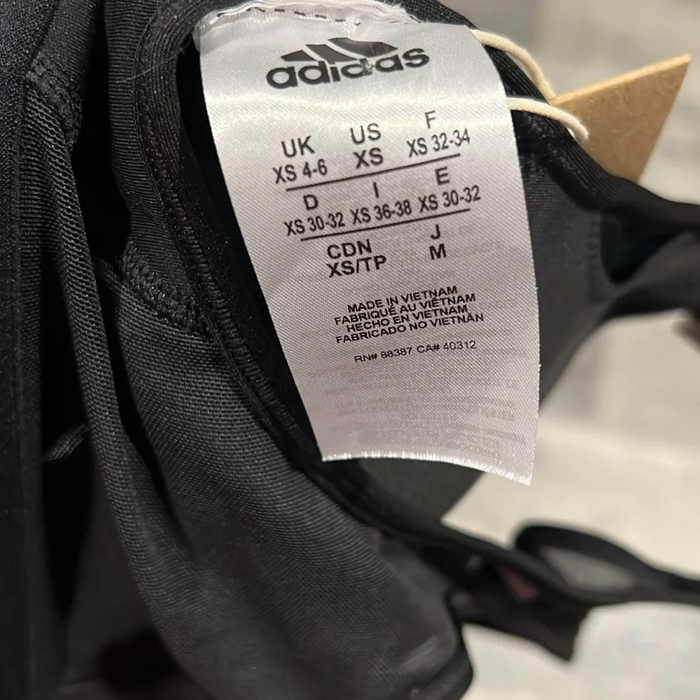 Adidas Activewear Medium Support Sports Bra Racerback Black Size XSmall - Picture 6 of 6